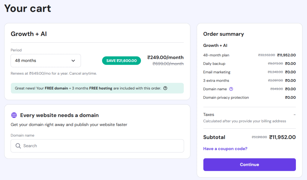 Hostinger Add to Cart